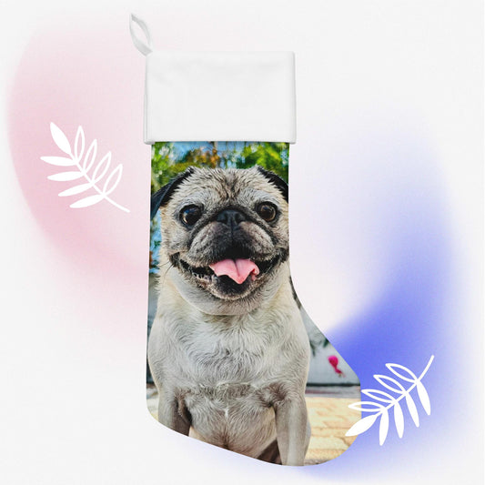 Tudi the Adventure Pug Christmas stocking