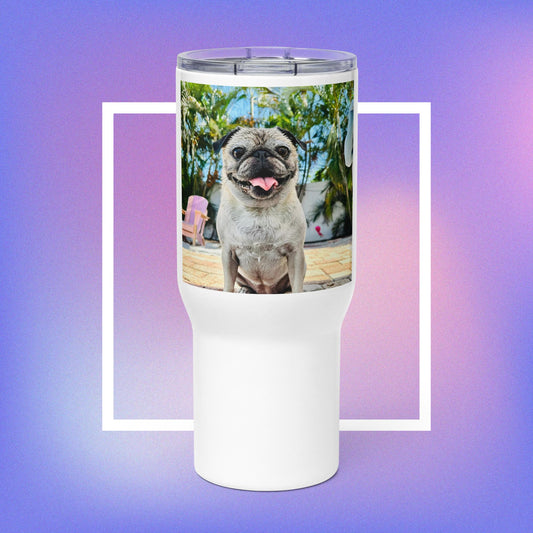 Tudi the Adventure Pug Travel Mug With Handle